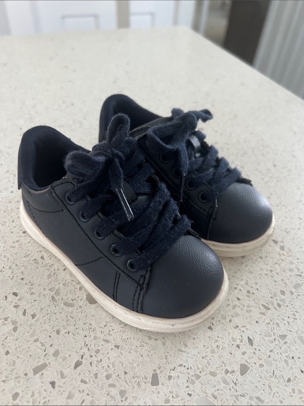 Zara Navy Kids Lace-Up Sneakers with White Soles size 21